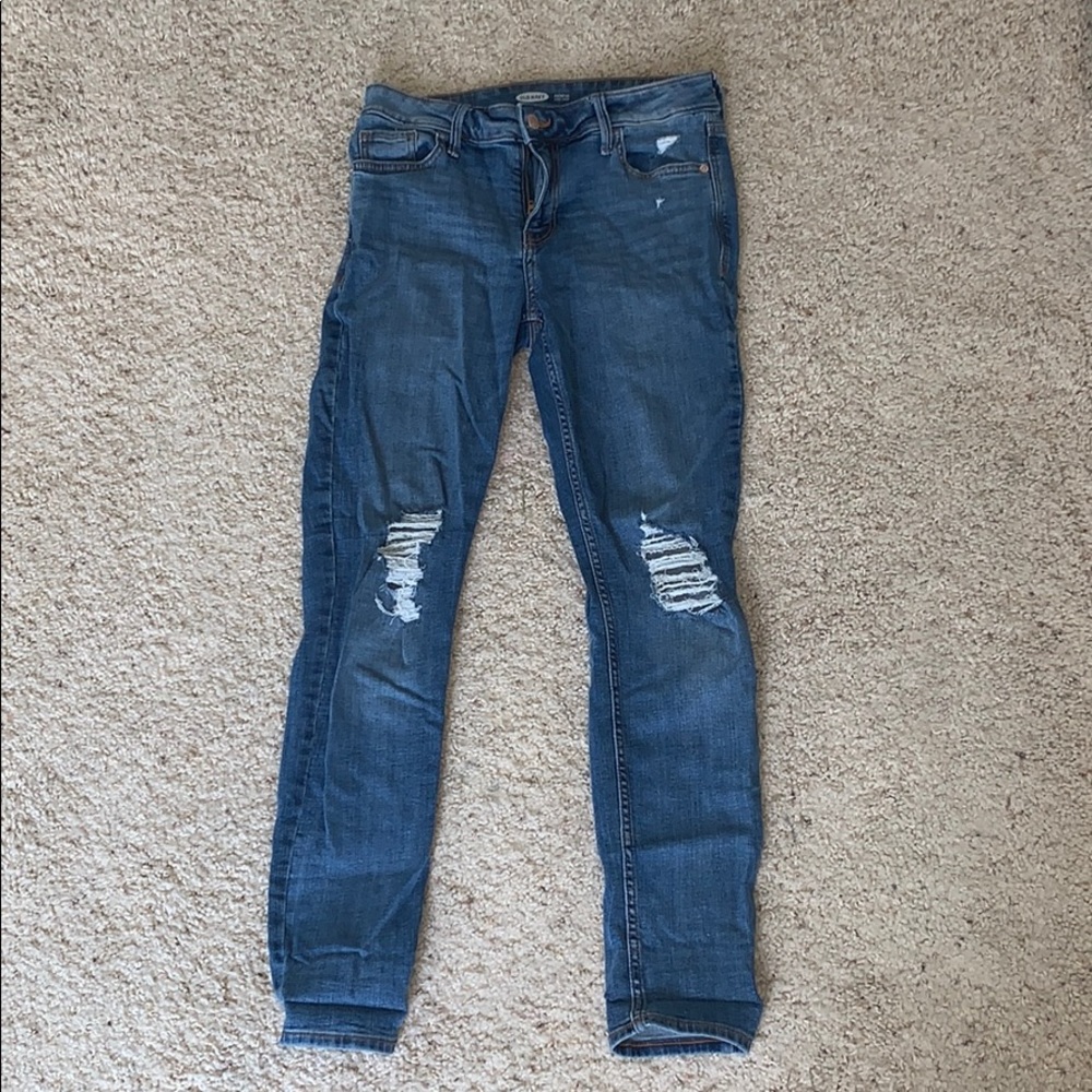 Women’s size 6 blue mid rise jeans, Old Navy
